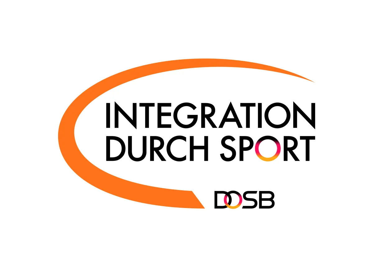 Logo Integration durch Sport Logo Integration durch Sport: Name des Programms in orangenem Kringel.